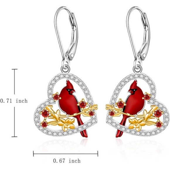 18k Angel Cardinal Diamond Earrings * LIMITED REMAINING* - Picture 5 of 11